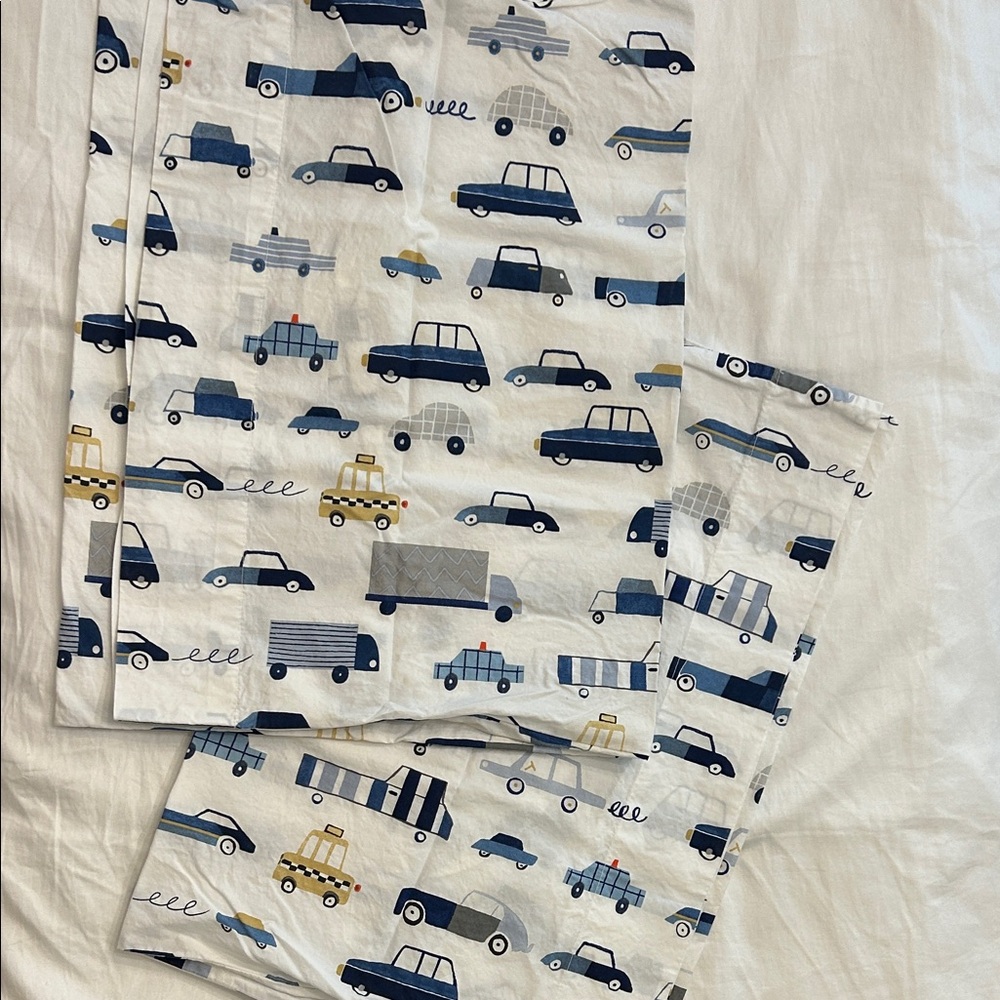 Car Print Standard Pillow Cases (2) - Pottery Barn Kid - Glow in the Dark